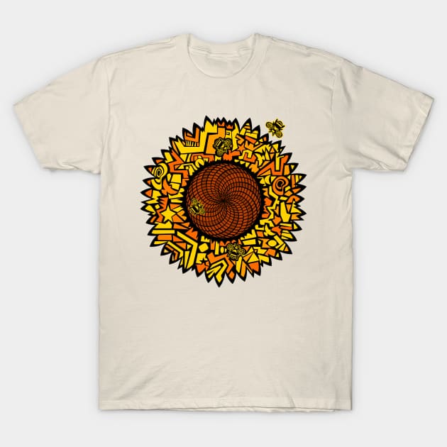 Sunflower and Bees T-Shirt by Dragonbudgie